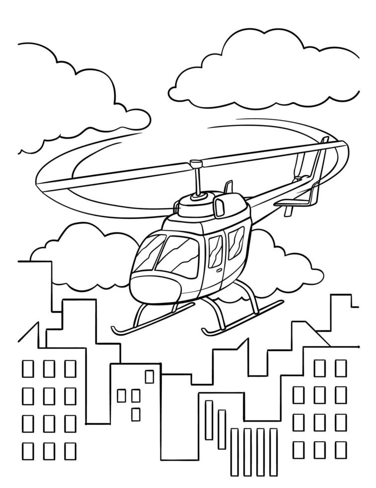 elicottero colorazione pagina per bambini vettore