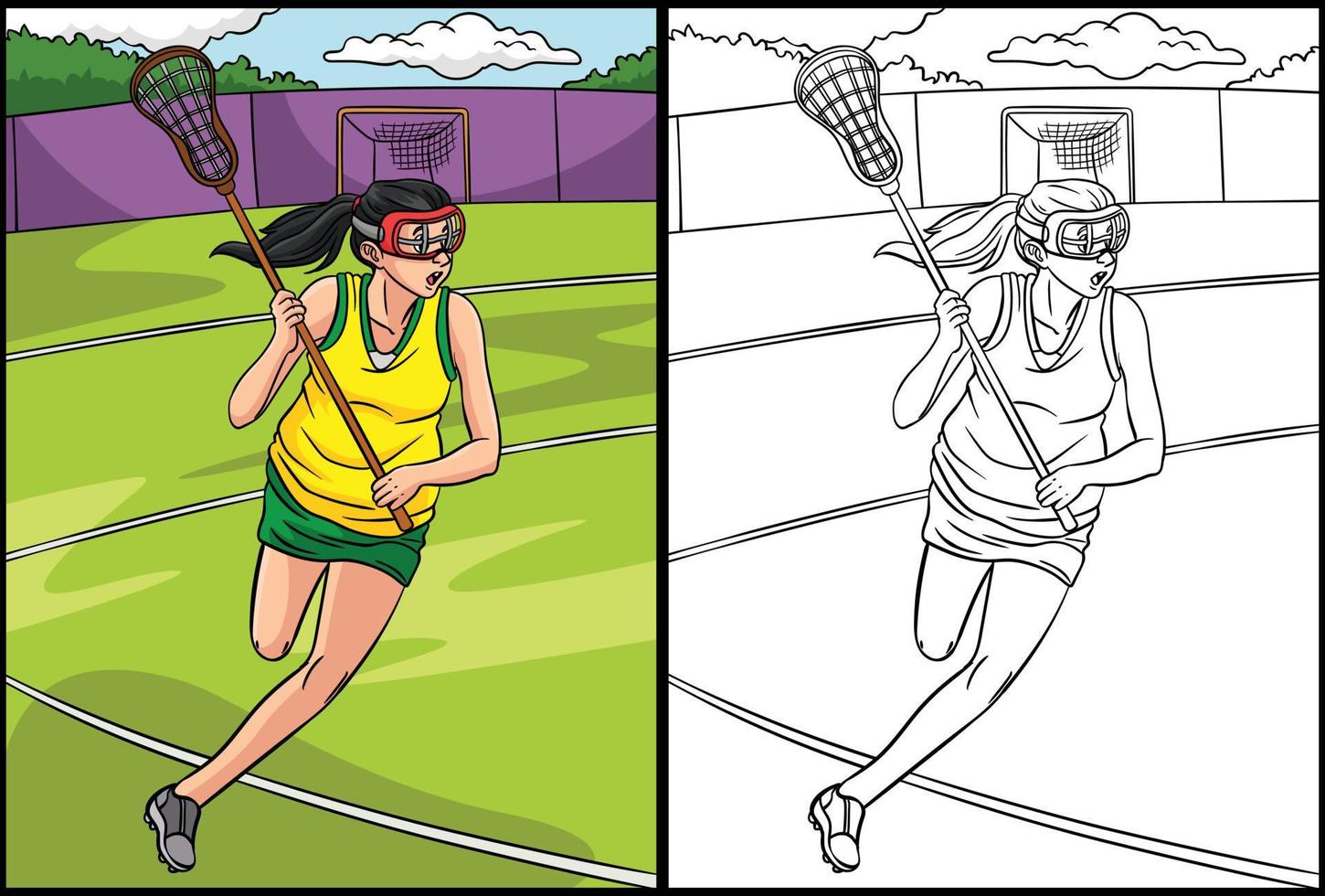 lacrosse colorazione pagina colorato illustrazione vettore