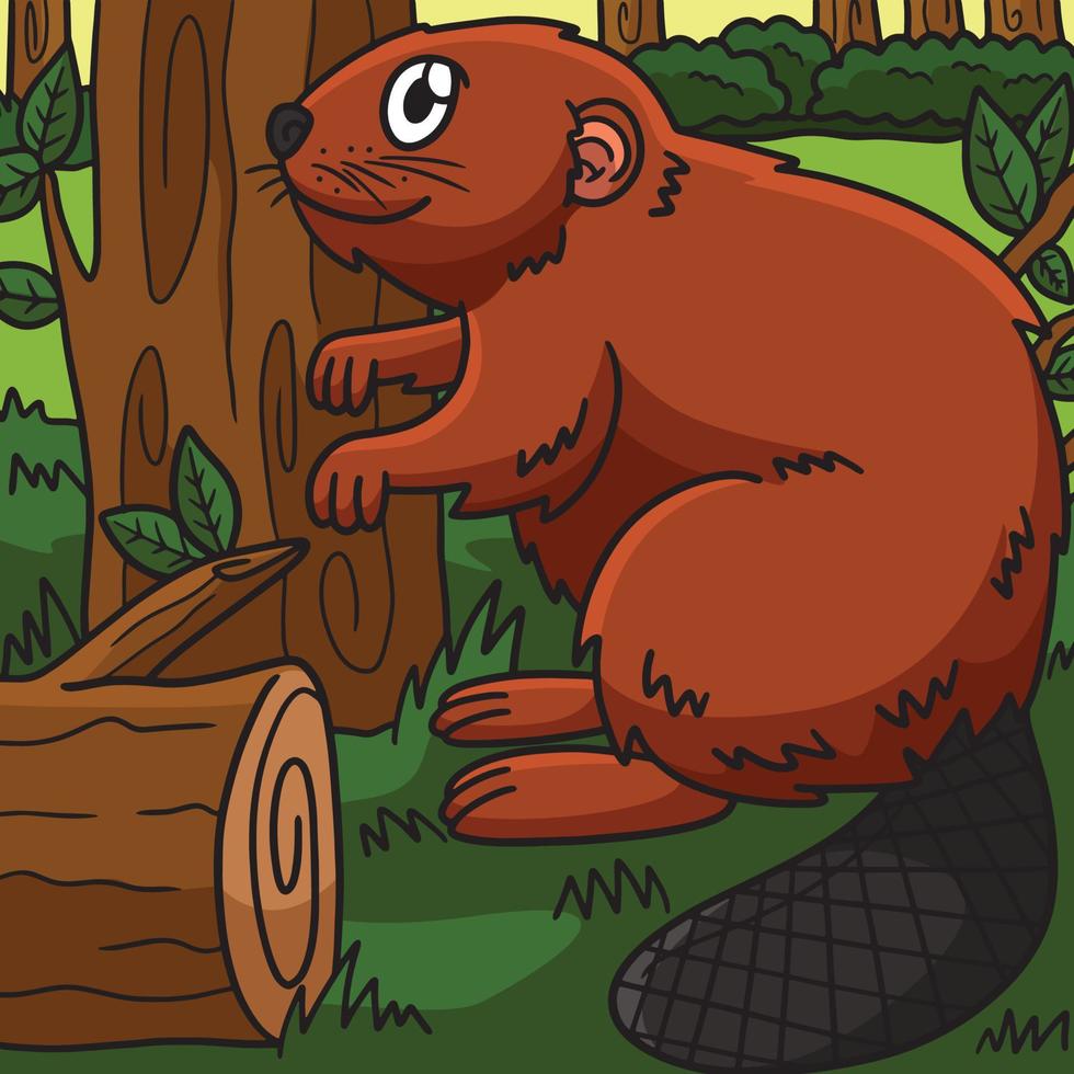 castoro marino animale colorato cartone animato illustrazione vettore