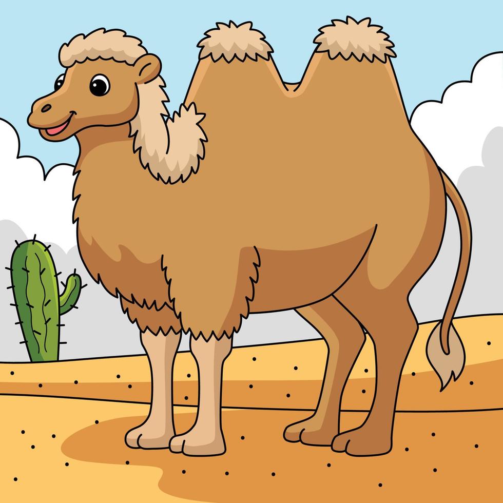 bactrian cammello animale colorato cartone animato vettore
