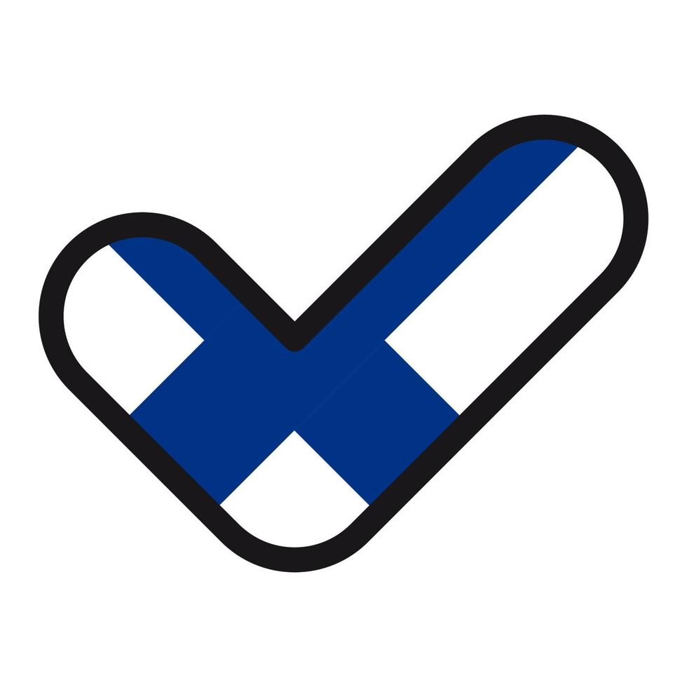 bandiera di finn nel il forma di dai un'occhiata marchio, vettore cartello approvazione, simbolo di elezioni, voto.