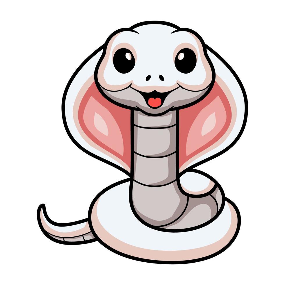 carino leucistico cobra serpente cartone animato vettore
