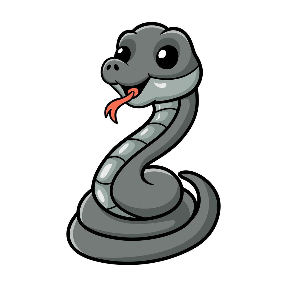 carino nero mamba serpente cartone animato vettore