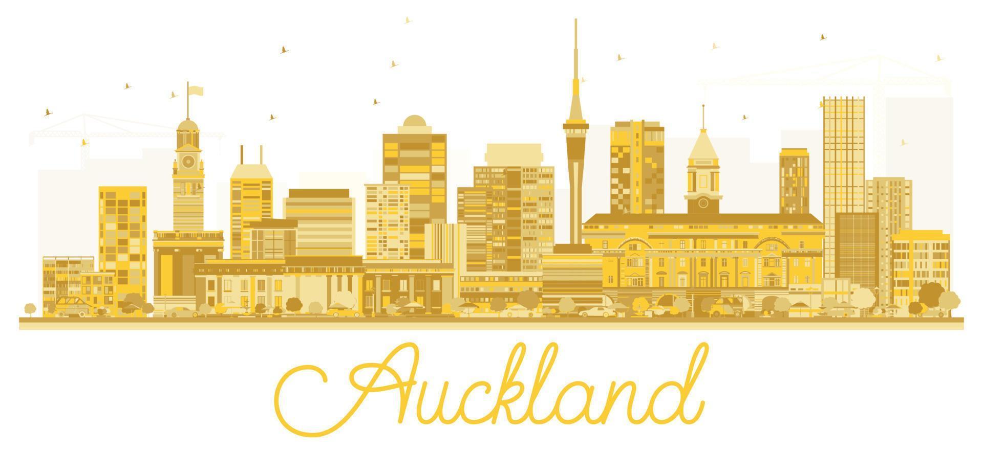 Auckland nuovo Zelanda città orizzonte d'oro silhouette. vettore
