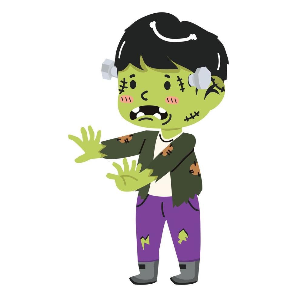 ragazzo Frankenstein mostro Halloween cartone animato vettore