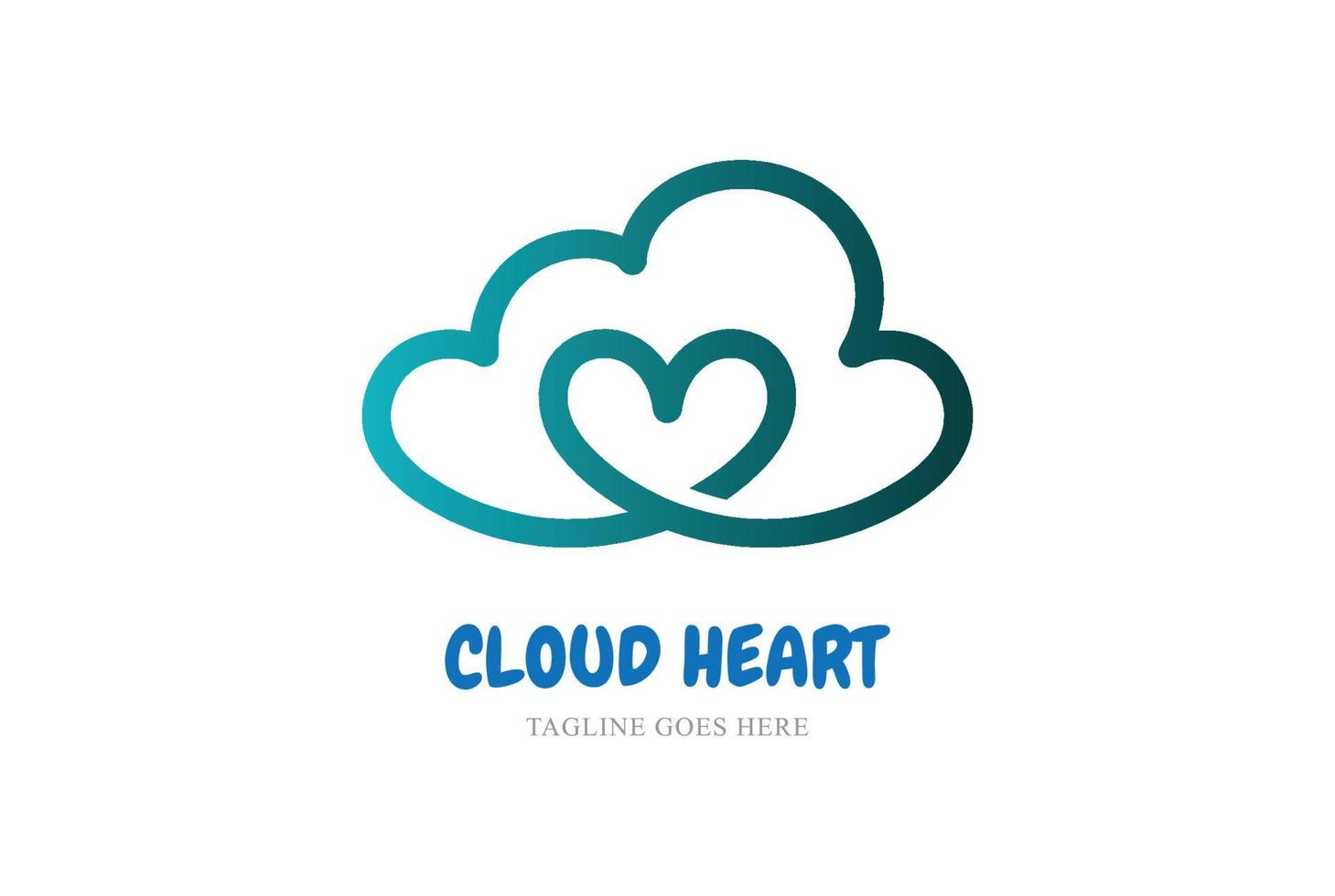 semplice minimalista nube amore cuore linea schema logo design vettore