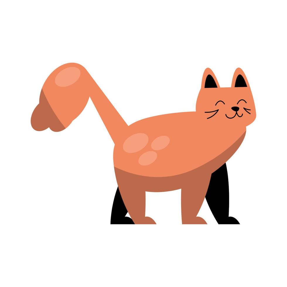 carino arancia gatto a piedi vettore