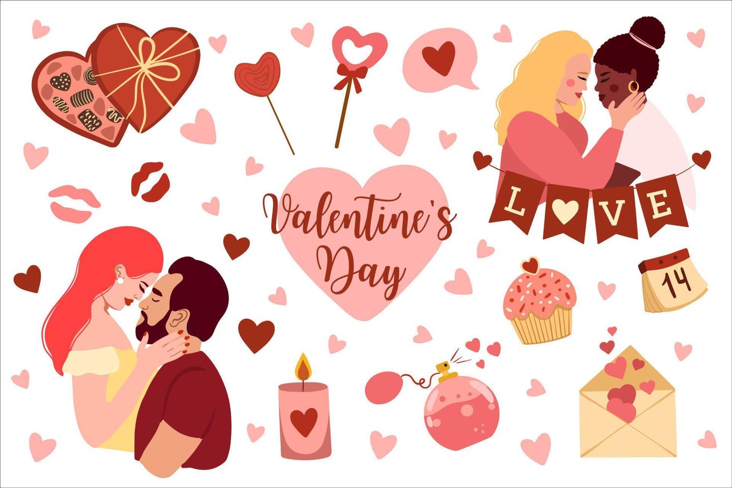 San Valentino giorno vettore piatto collezione