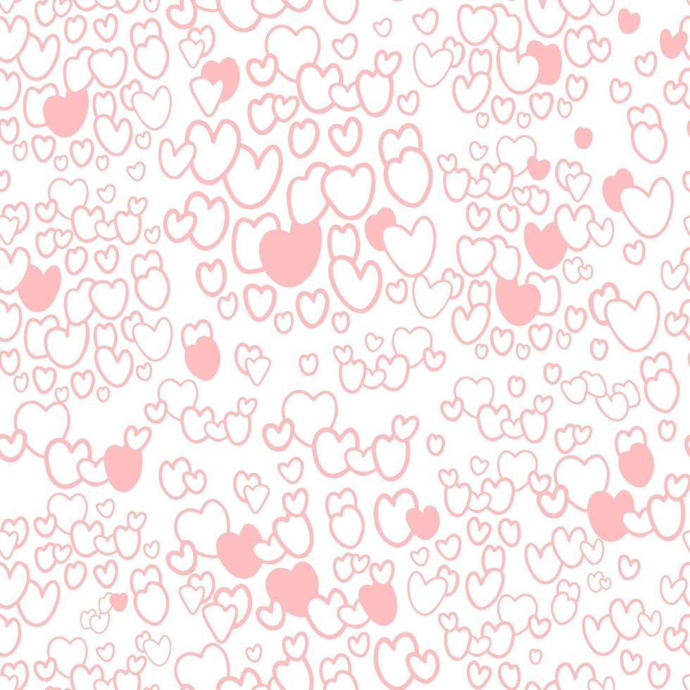 romantico cuore senza soluzione di continuità modello. rosa cuori su bianca sfondo. vettore illustrazione nel scarabocchio stile. infinito astratto sfondo per san valentino, sfondi, confezione, tessile, stampa, design.