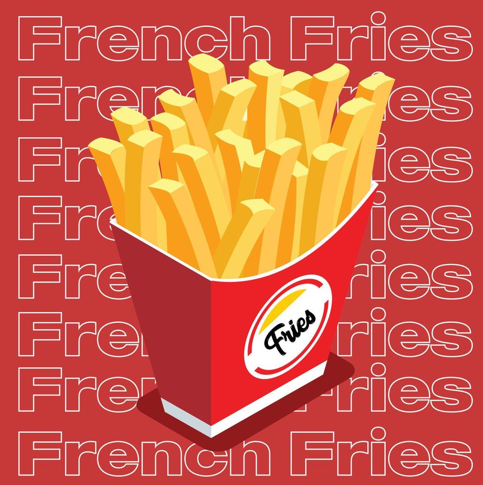 vettore illustrazione sfondo veloce cibo francese patatine fritte icona simbolo