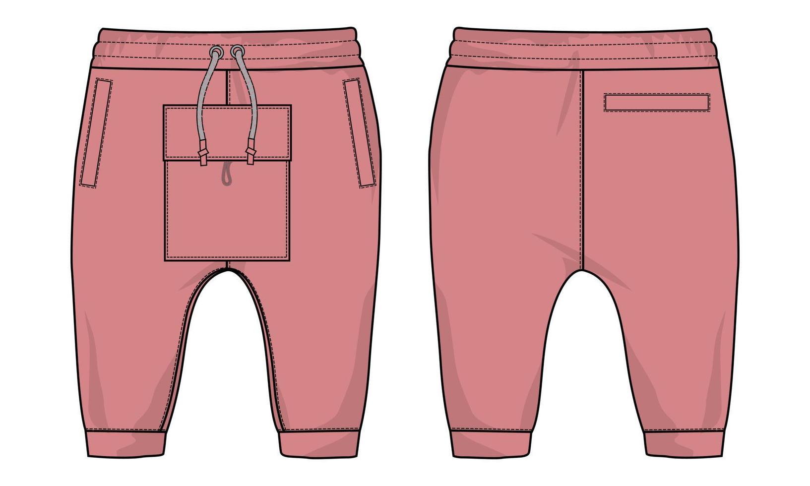 pantaloni della tuta tecnico moda moda piatto schizzo vettore illustrazione modello per bambini