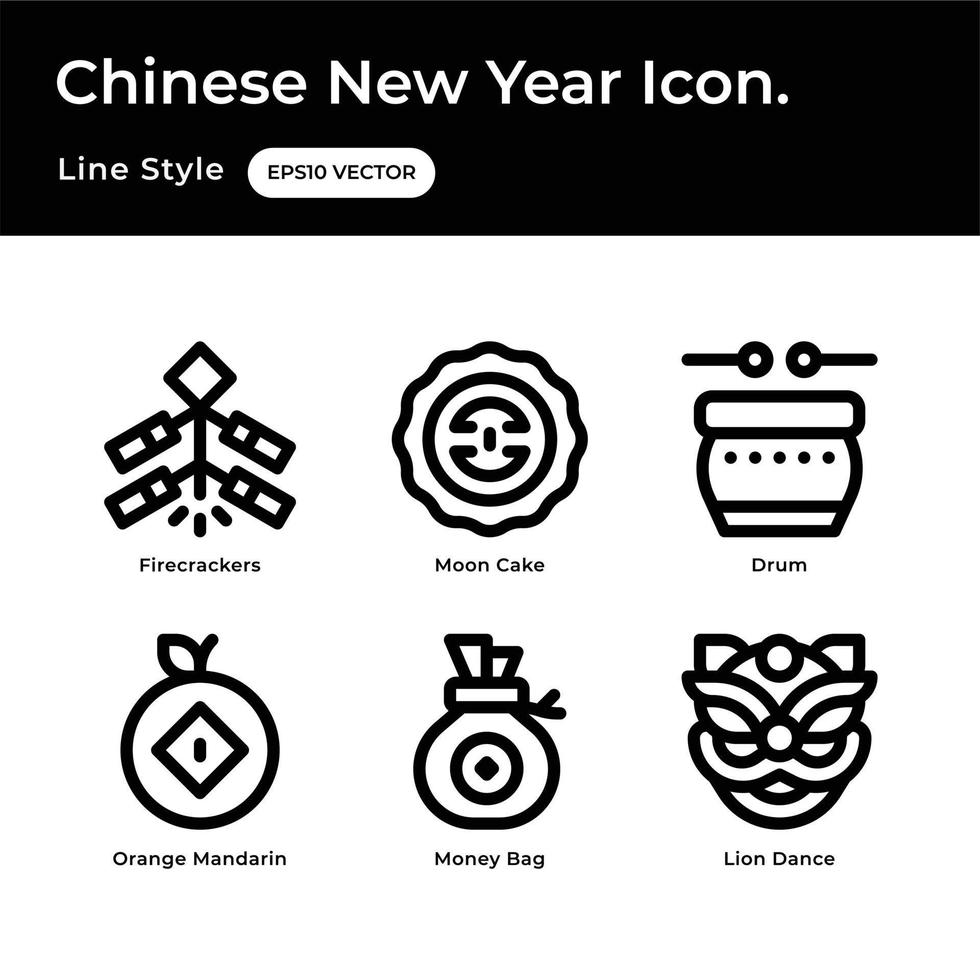 icone del nuovo anno cinese vettore