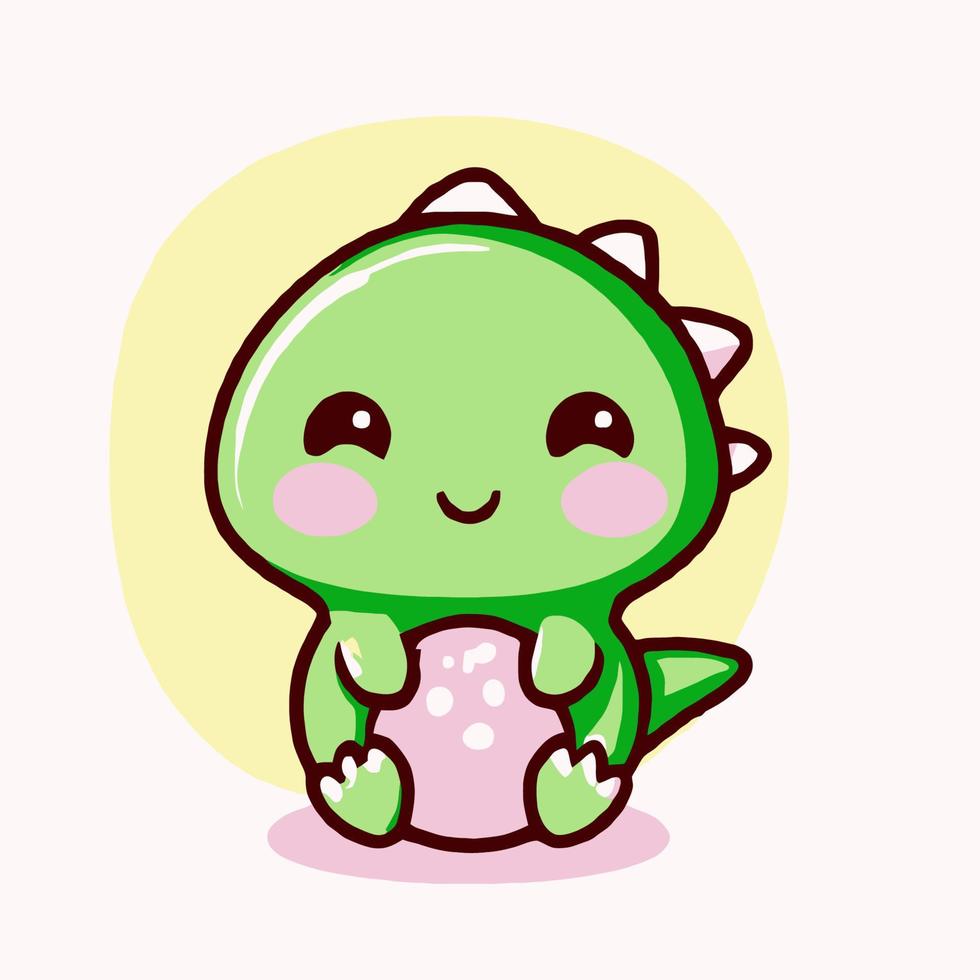 carino chibi dinosauro illustrazione dinosauro kawaii vettore disegno stile dinosauro cartone animato