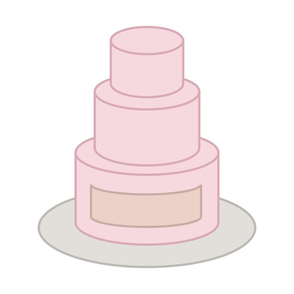 Vintage ▾ rosa nozze torta etichetta isolato su bianca vettore