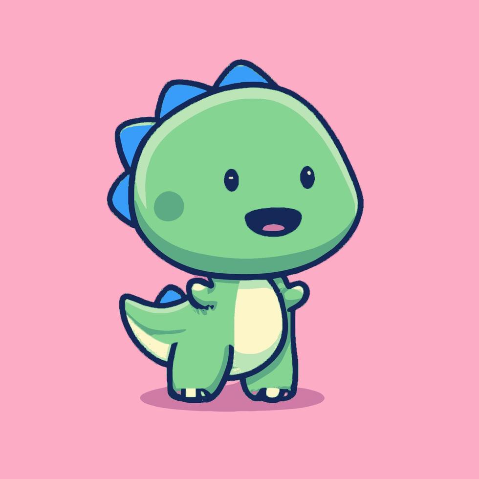 carino chibi dinosauro illustrazione dinosauro kawaii vettore disegno stile dinosauro cartone animato