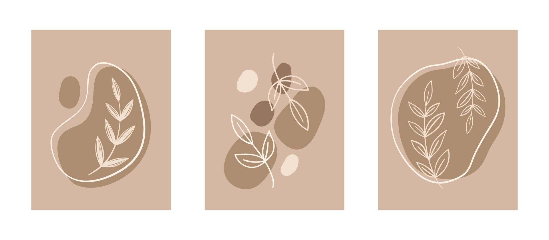 astratto boho floreale semplice minimalista mano disegnato arte sfondo. moderno estetico illustrazioni. boemo stile collezione di contemporaneo artistico design per parete decorazione, cartolina, manifesto vettore