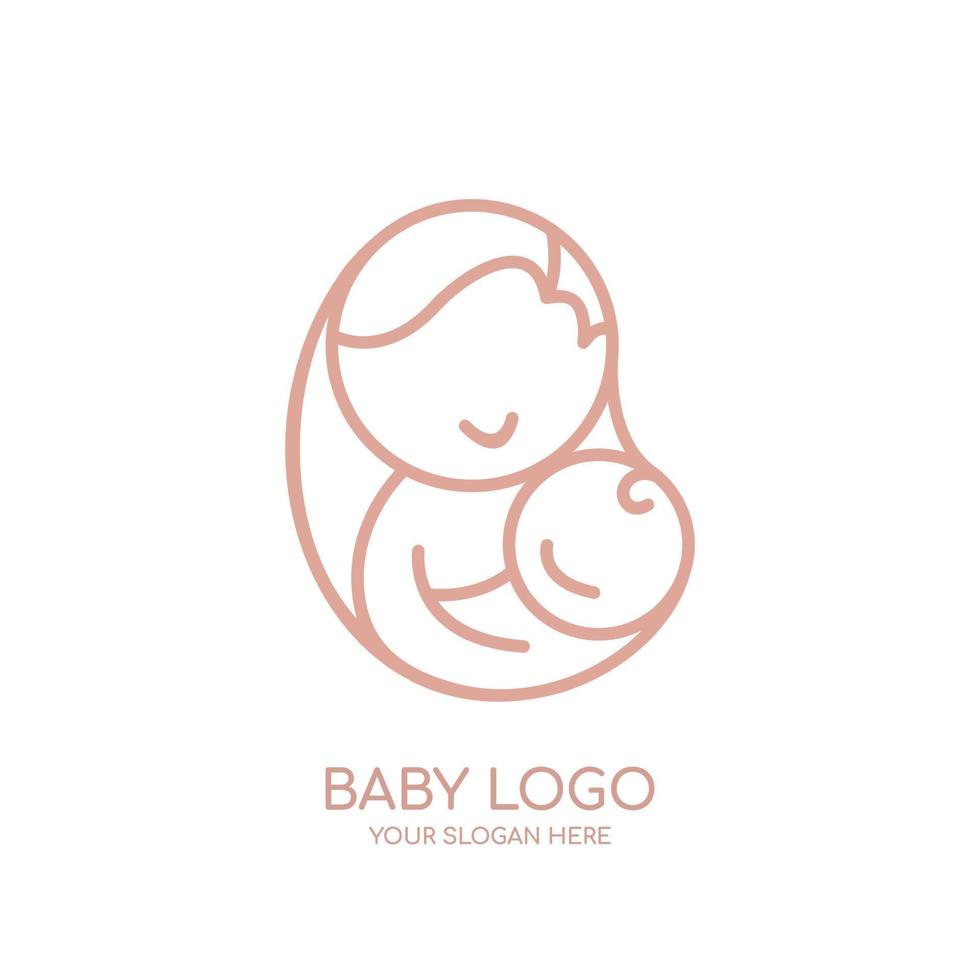 mamma e bambino, bambino cura logo design concetto modello, madre cura logo azione vettore arte, icone, e grafica