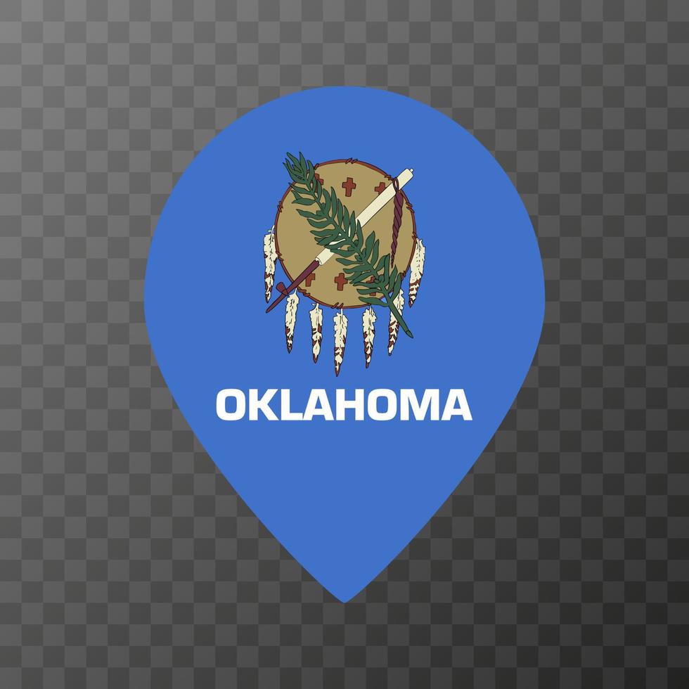 carta geografica pointer con bandiera Oklahoma stato. vettore illustrazione.