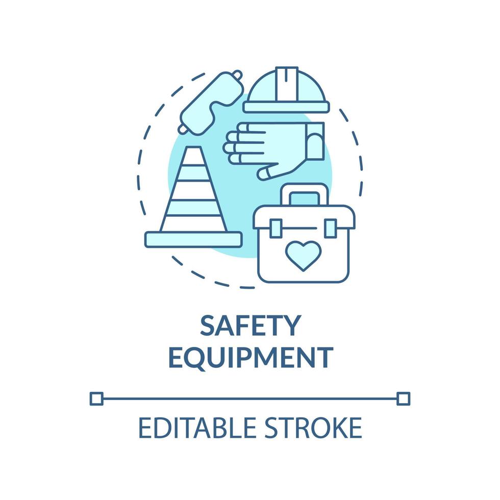 sicurezza attrezzatura turchese concetto icona. personale Salute. evitando lavoro lesioni mancia astratto idea magro linea illustrazione. isolato schema disegno. modificabile ictus vettore