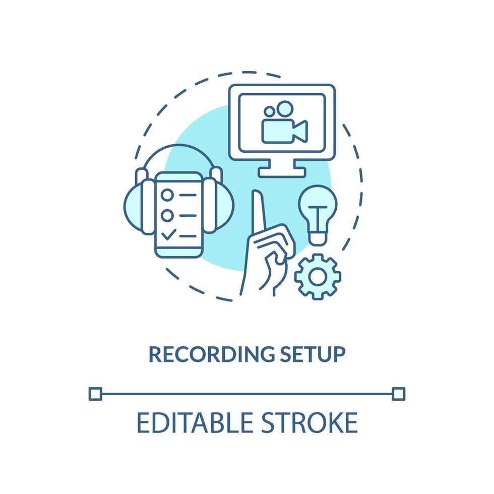 registrazione impostare turchese concetto icona. documento ricerca. video e Audio le riprese astratto idea magro linea illustrazione. isolato schema disegno. modificabile ictus vettore