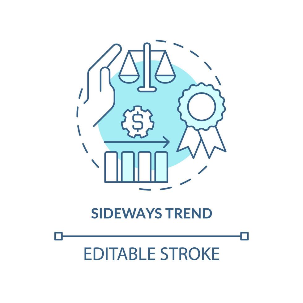 lateralmente tendenza turchese concetto icona. statico valore. genere di finanziario tendenza astratto idea magro linea illustrazione. isolato schema disegno. modificabile ictus vettore