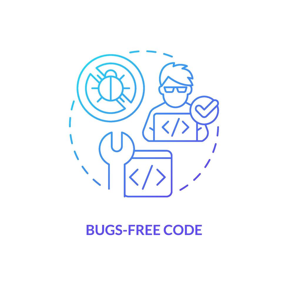 senza bug codice blu pendenza concetto icona. funzionale programmazione beneficiare astratto idea magro linea illustrazione. sicuro Software applicazione. isolato schema disegno vettore