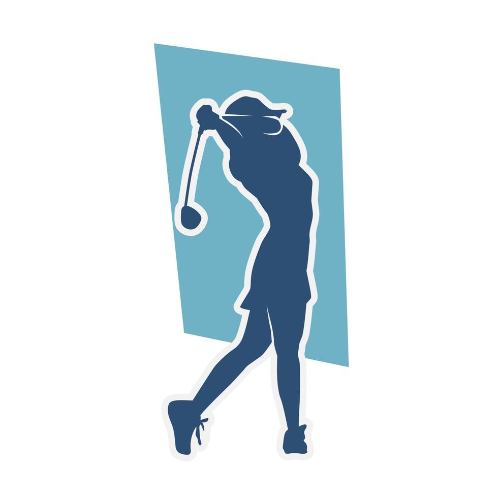silhouette di un' femmina golf giocatore. silhouette di un' donna golf atleta nel azione posa. vettore
