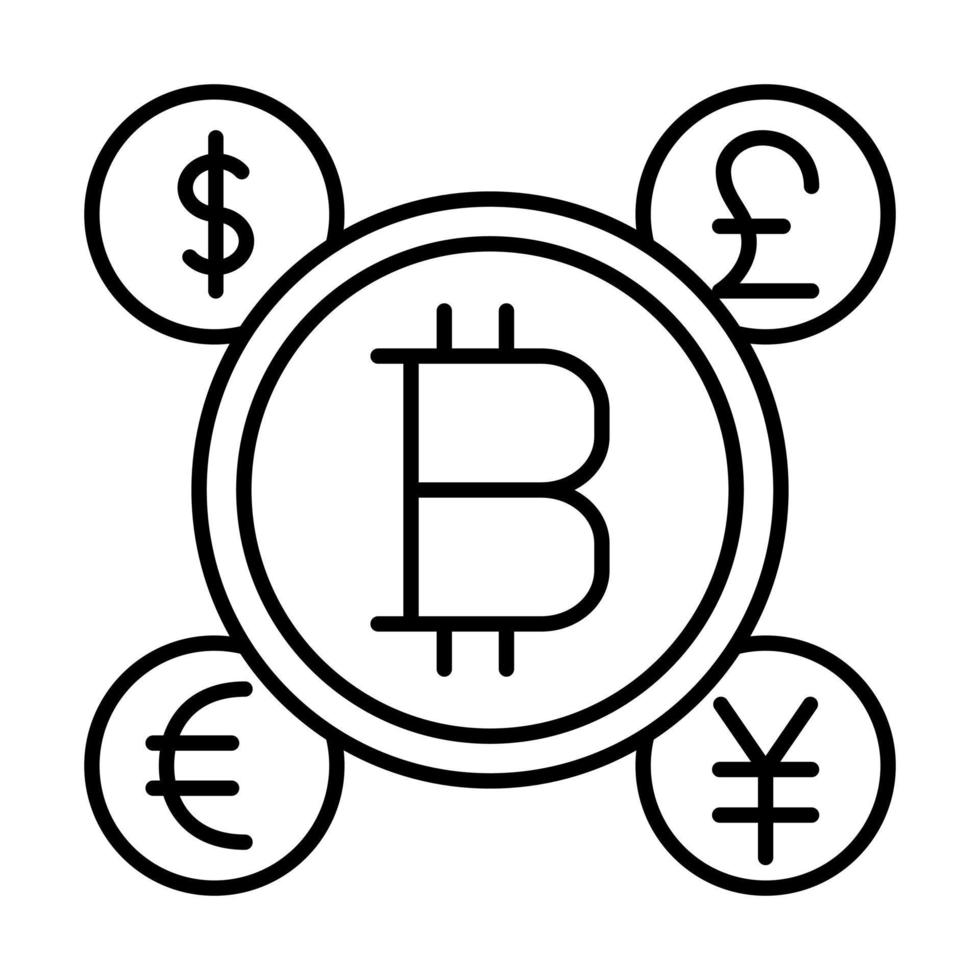 moneta relazionato vettore linea icone. contiene come icone come scambio Vota e moneta previsione, modificare grafico