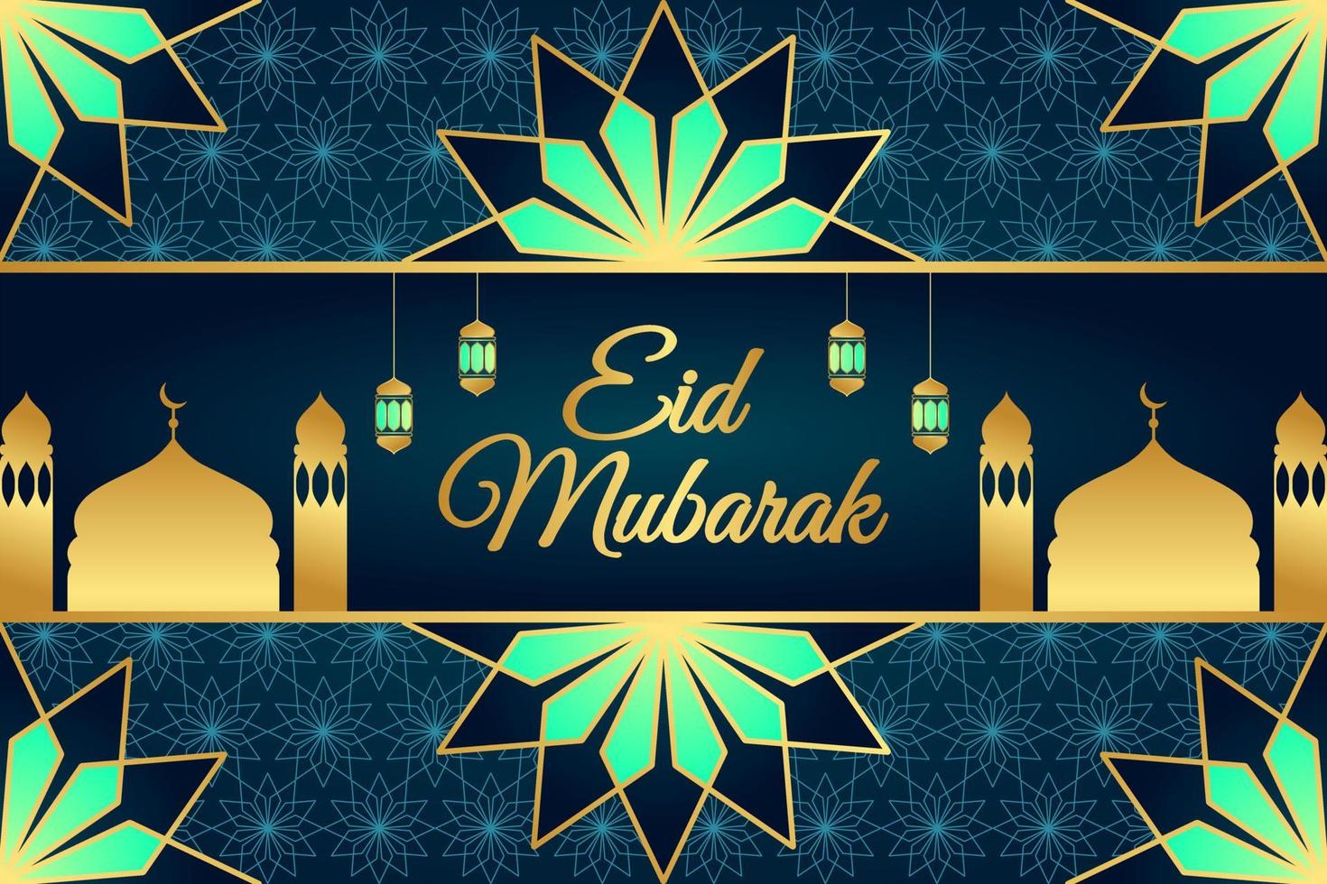 mano disegnato contento eid mubarak con islamico ornamento. Perfetto per saluto carta o bandiera sfondo. vettore