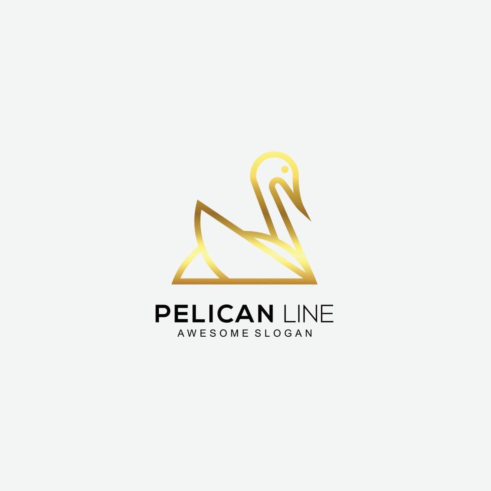 pellicano linea arte logo design lusso colore vettore