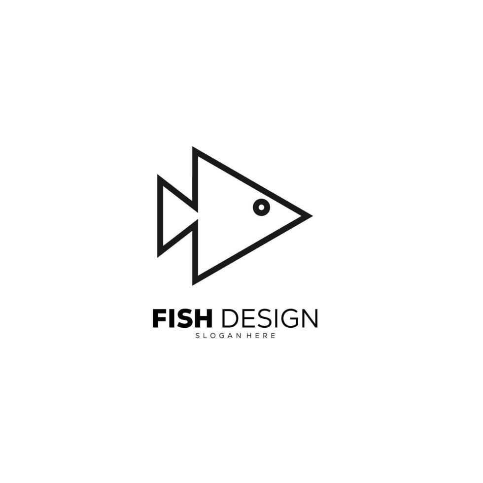 pesce linea arte logo modello design icona vettore