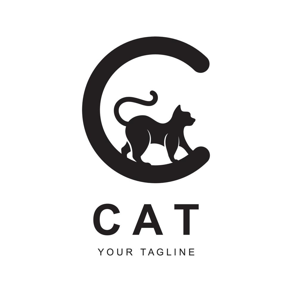 gatto logo vettore con slogan modello