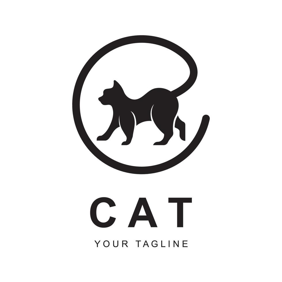 gatto logo vettore con slogan modello