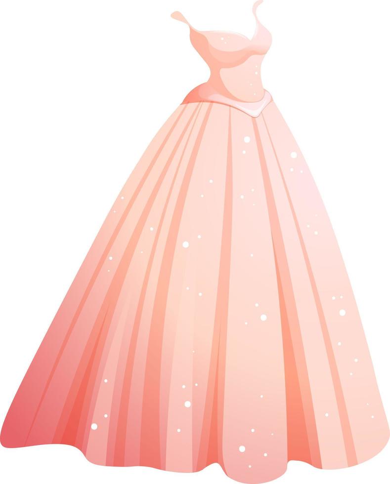 cartone animato nozze vestire, lungo rosa sposa o Principessa vestito isolato vettore