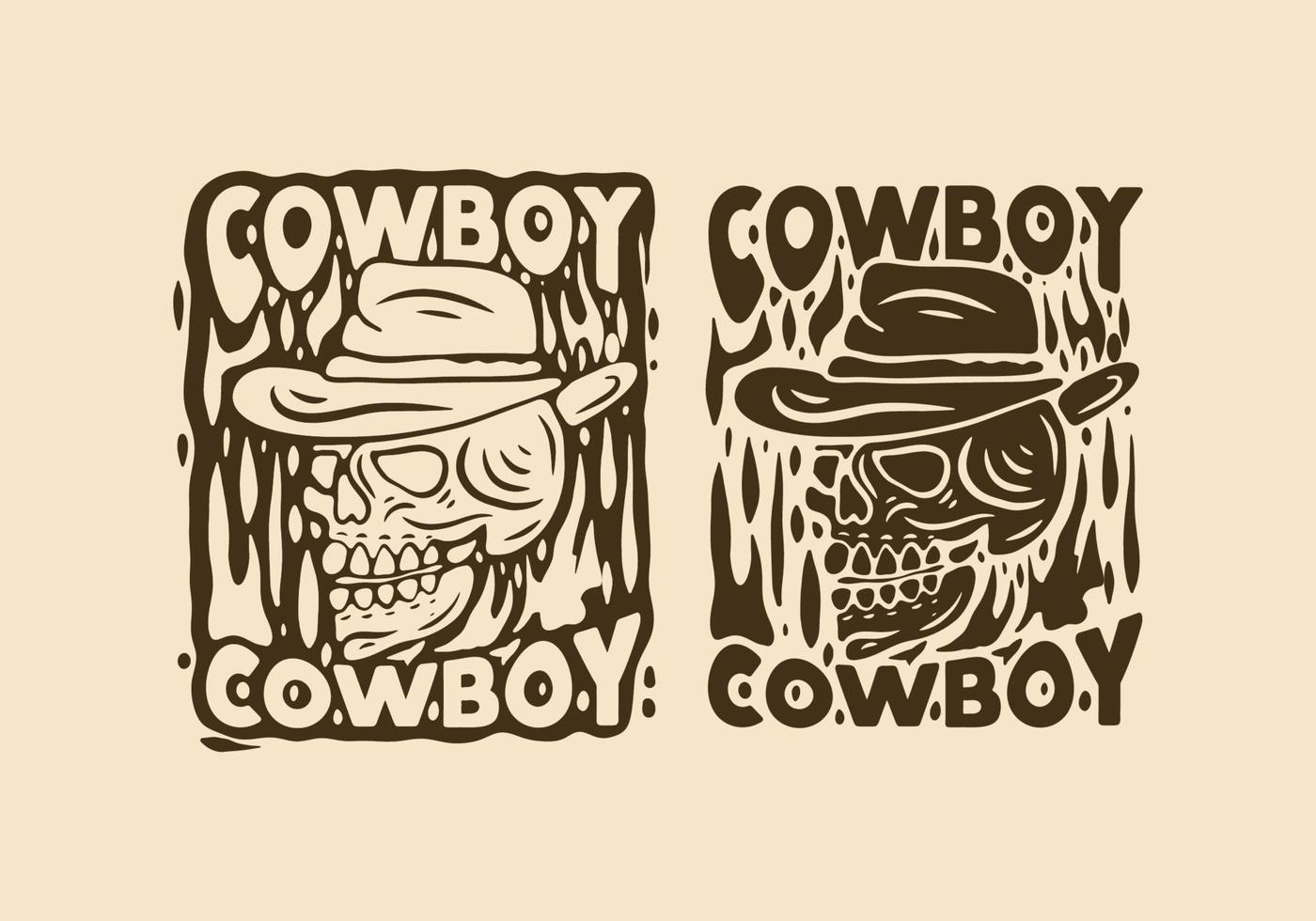 Vintage ▾ illustrazione disegno di cowboy cranio vettore