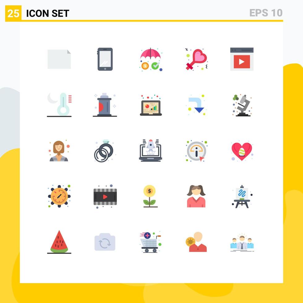 mobile interfaccia piatto colore impostato di 25 pittogrammi di interfaccia comunicazione assicurazione donna femmina modificabile vettore design elementi