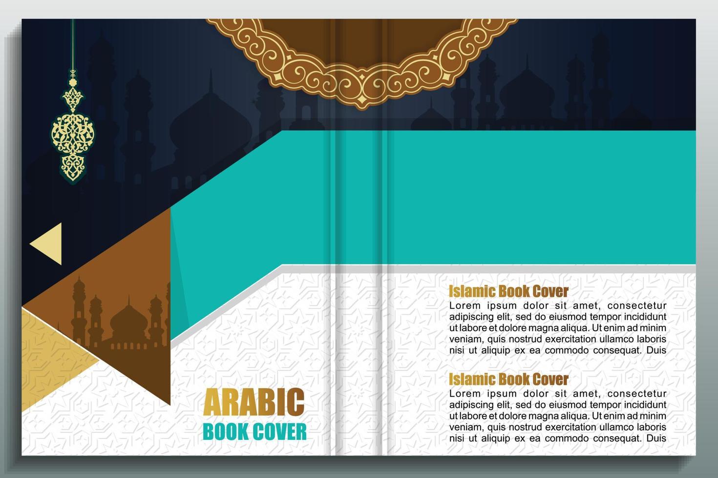 Arabo islamico stile libro copertina design vettore