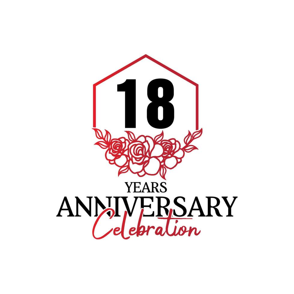 18 anni anniversario logo, lussuoso anniversario vettore design celebrazione