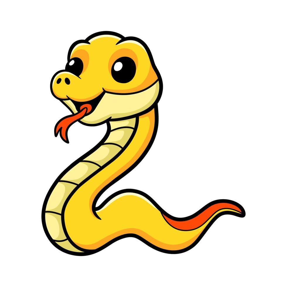 carino giallo insulari serpente cartone animato vettore