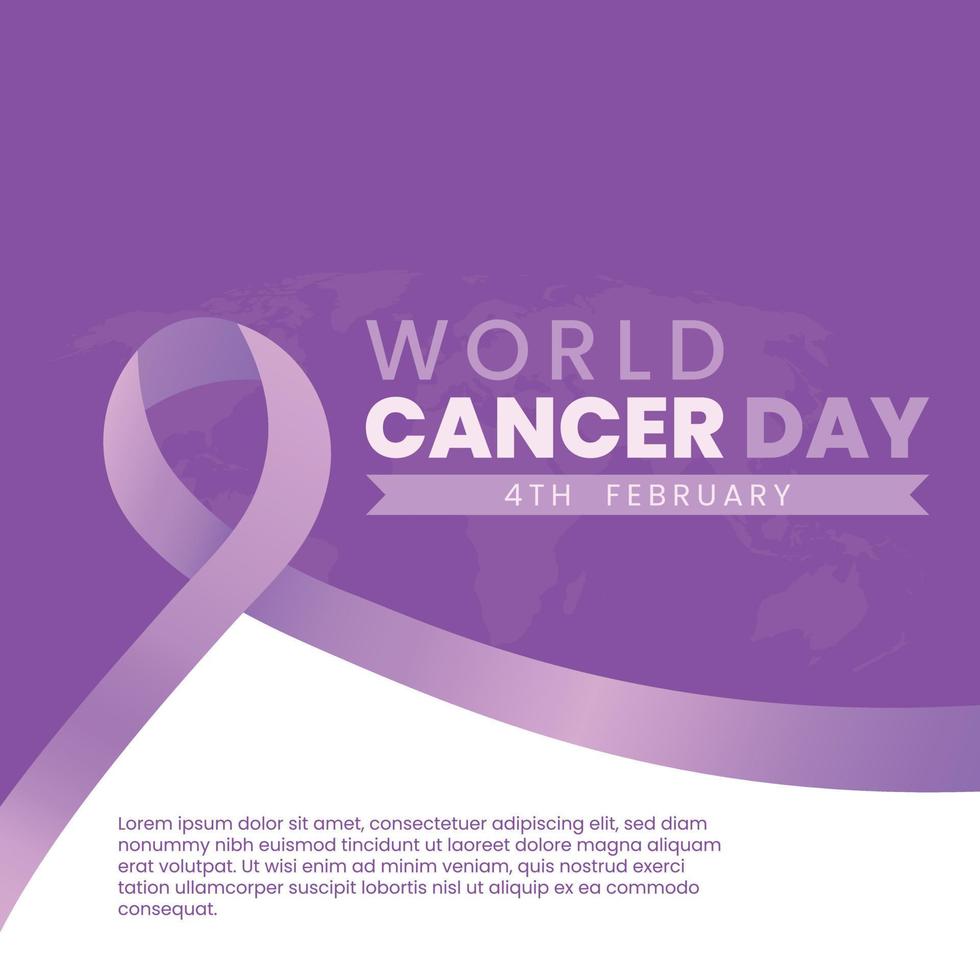 mondo cancro giorno evento manifesto o bandiera sfondo modello design con viola nastro simbolo vettore illustrazione