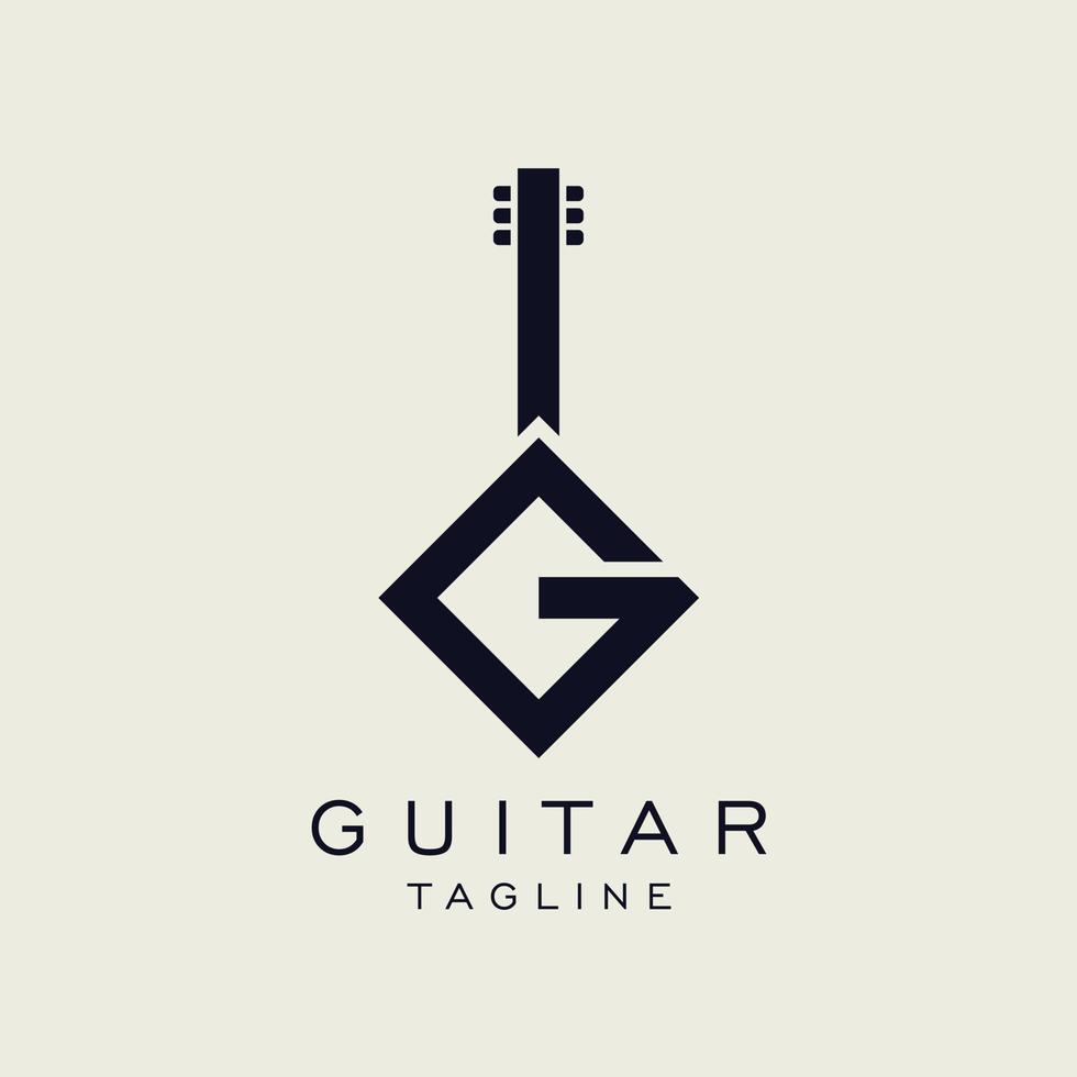 lettera g chitarra logo design vettore