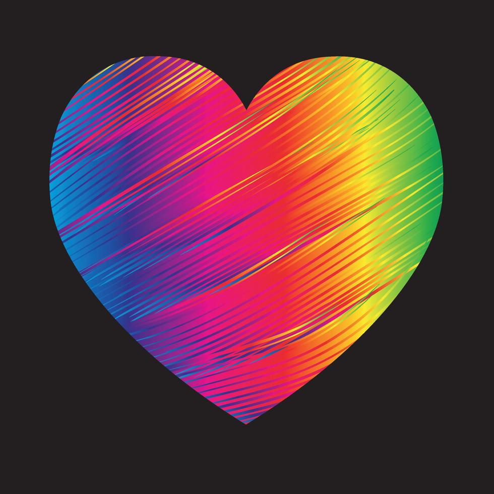 multicolore cuore design su un' nero sfondo vettore