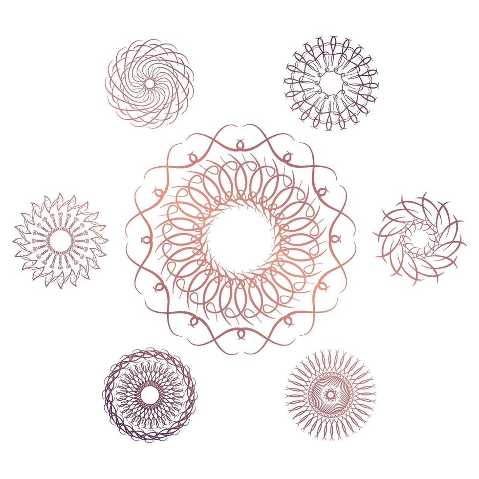 impostato di Sette geometrico circolare elementi. vettore monogramma su bianca sfondo. vettore illustrazione
