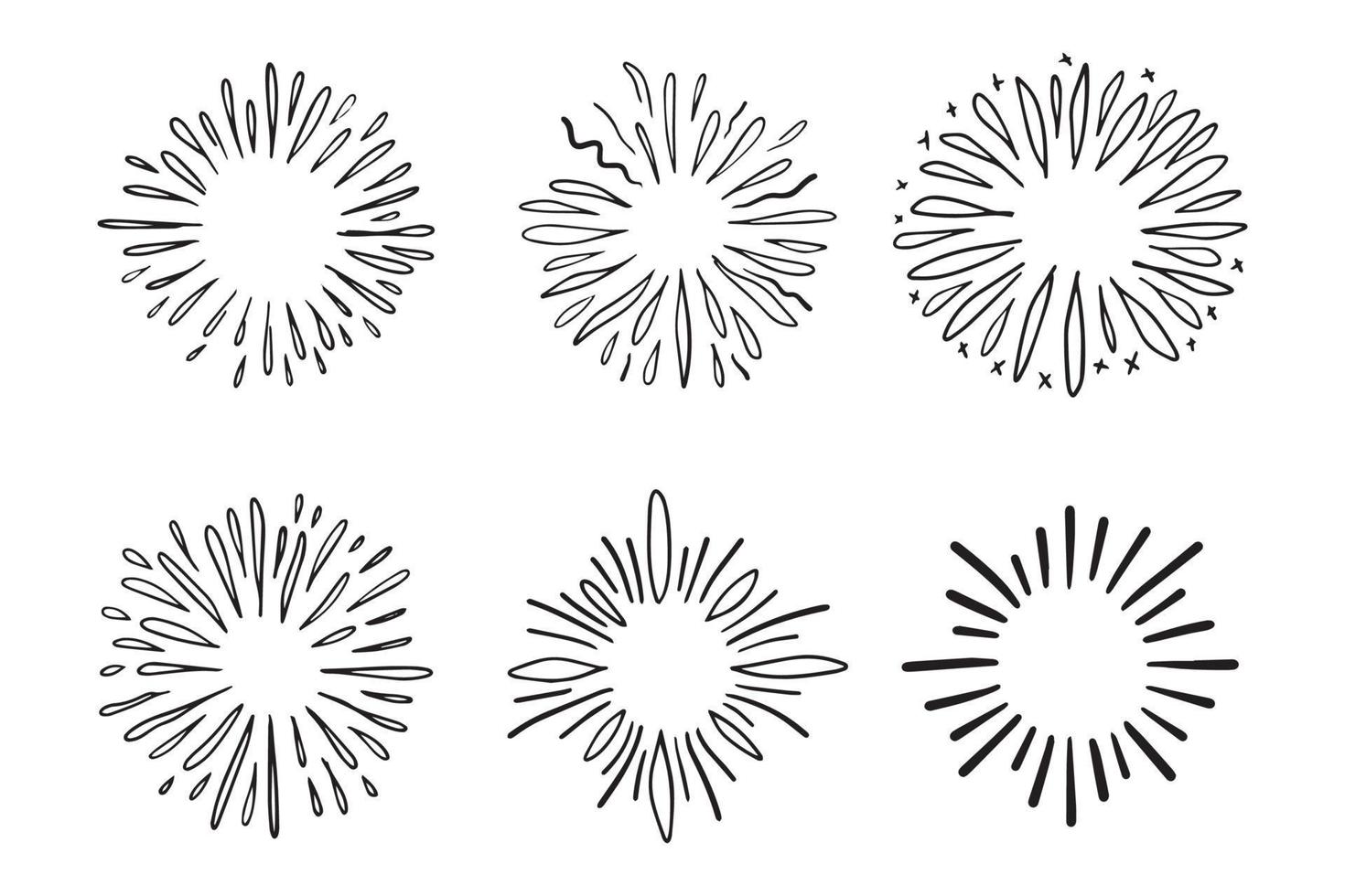 fuochi d'artificio, disegnato a mano starburst, illustrazione vettoriale. vettore