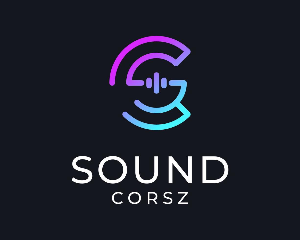 lettera cs sc suono musica Audio voce equalizzatore volume waveform frequenza colorato vettore logo design