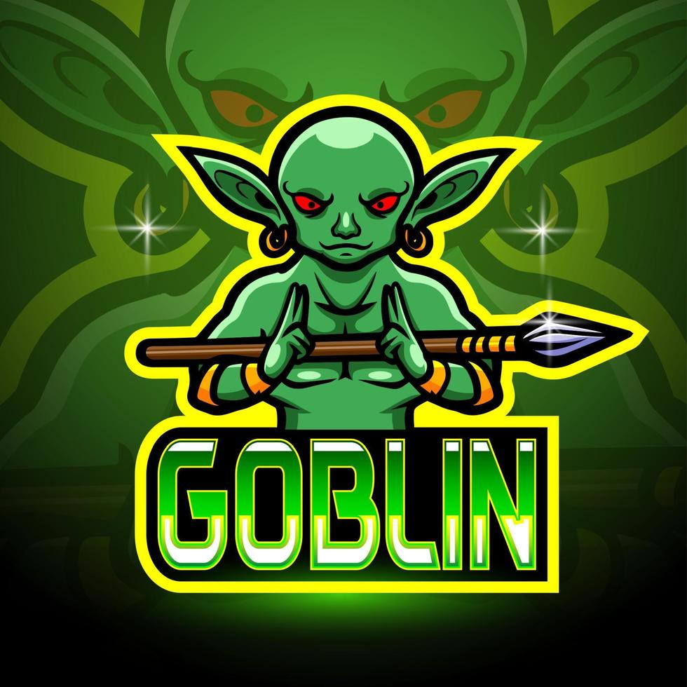 disegno della mascotte del logo esport dei goblin vettore