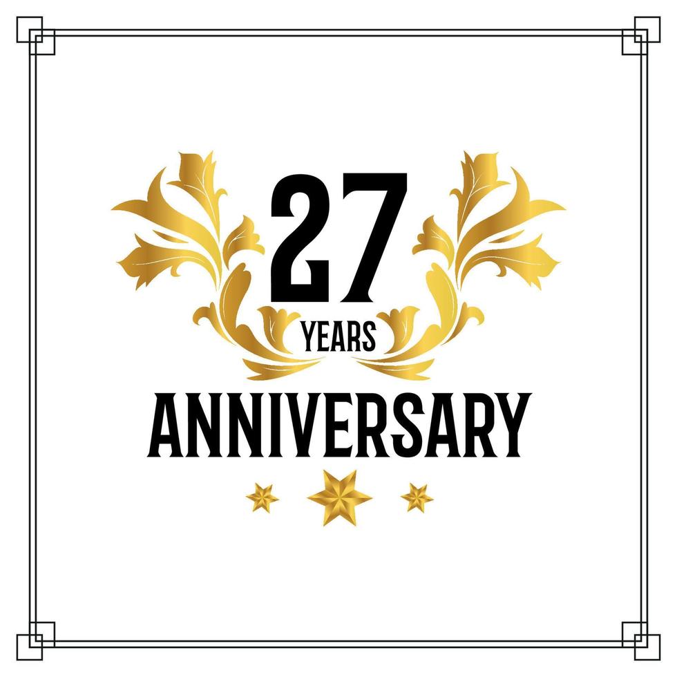 27th anniversario logo, lussuoso d'oro e nero colore vettore design celebrazione.
