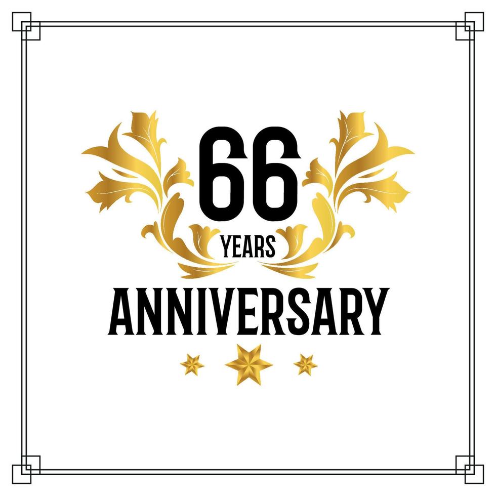 66 ° anniversario logo, lussuoso d'oro e nero colore vettore design celebrazione.