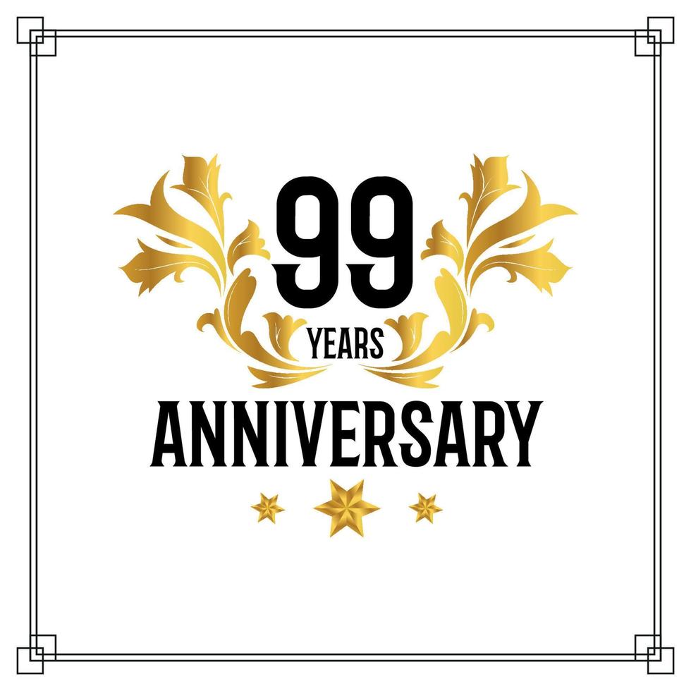 99th anniversario logo, lussuoso d'oro e nero colore vettore design celebrazione.