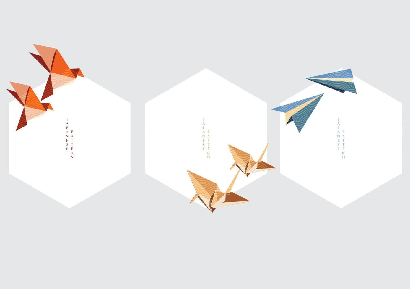origami carta pieghevole elemento. impostato di geometrico moderno grafico elementi vettore. asiatico icone con giapponese modello. modello per logo disegno, aviatore o presentazione. vettore